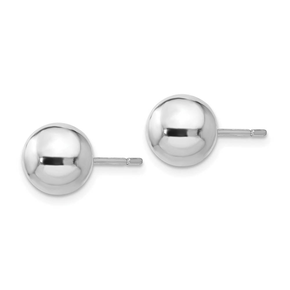 Alternate view of the 8mm Hollow Ball Post Earrings in Rhodium Plated Sterling Silver by The Black Bow Jewelry Co.