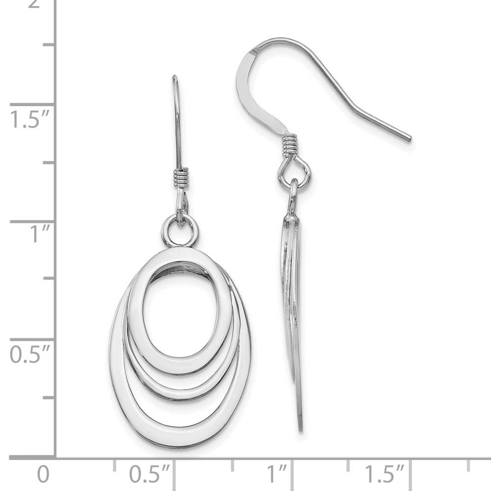 Alternate view of the Polished Layered Oval Dangle Earrings in Sterling Silver by The Black Bow Jewelry Co.