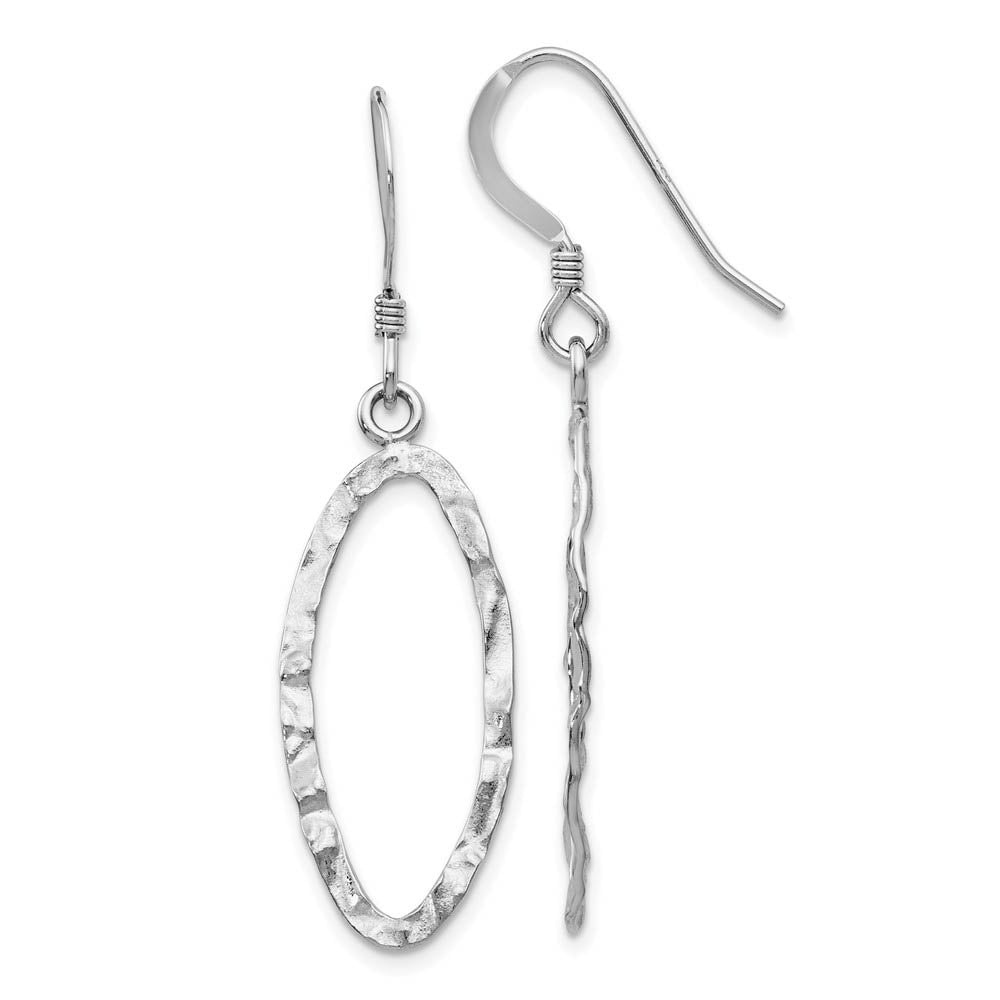 25mm Hammered Oval Dangle Earrings in Sterling Silver, Item E11610 by The Black Bow Jewelry Co.
