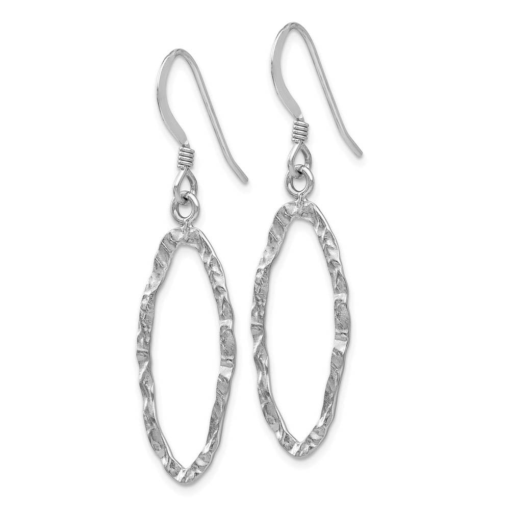 Alternate view of the 25mm Hammered Oval Dangle Earrings in Sterling Silver by The Black Bow Jewelry Co.