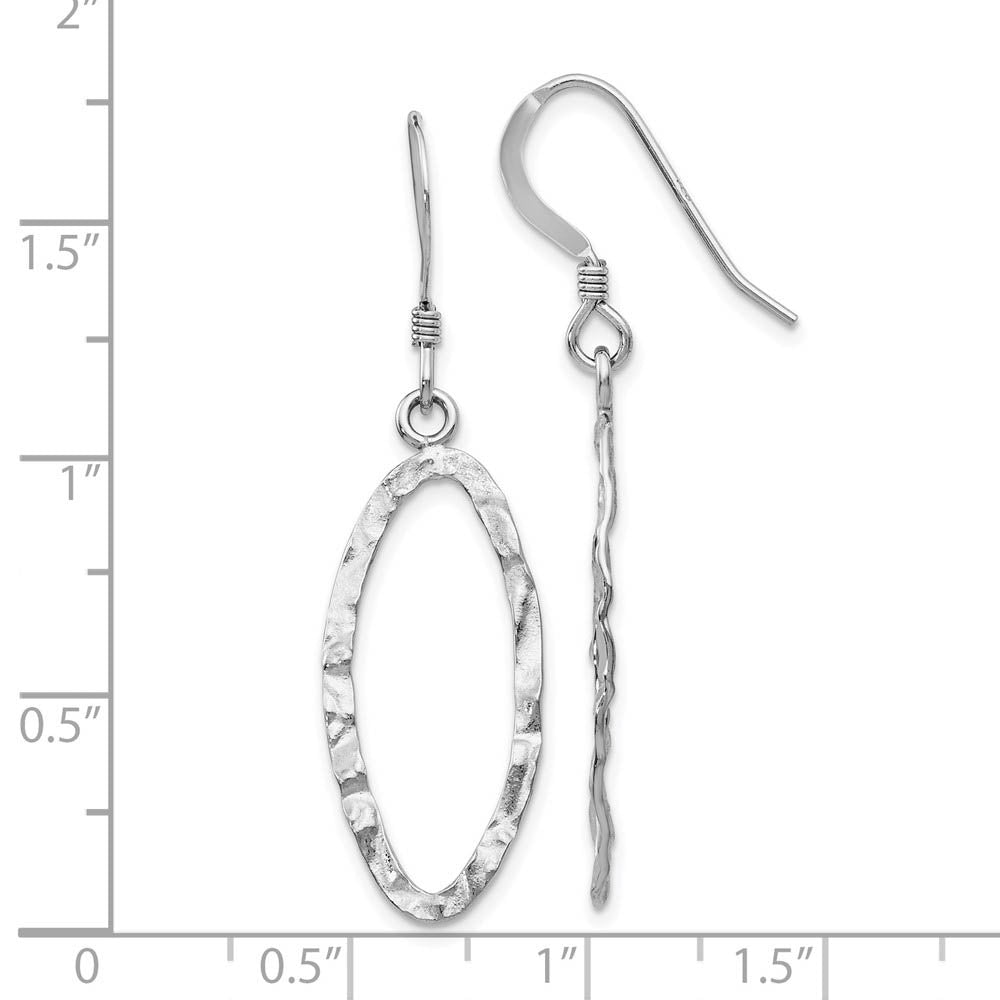 Alternate view of the 25mm Hammered Oval Dangle Earrings in Sterling Silver by The Black Bow Jewelry Co.
