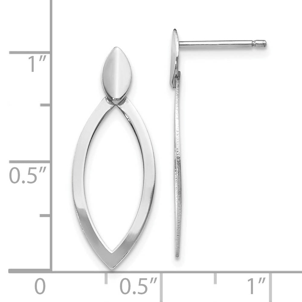 Alternate view of the Small Marquise Shaped Drop Post Earrings in Sterling Silver by The Black Bow Jewelry Co.