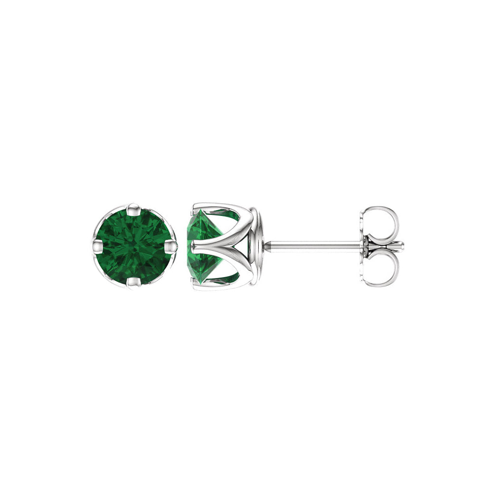 6mm Stud Earrings in 14k White Gold with Lab Created Emeralds, Item E11755 by The Black Bow Jewelry Co.
