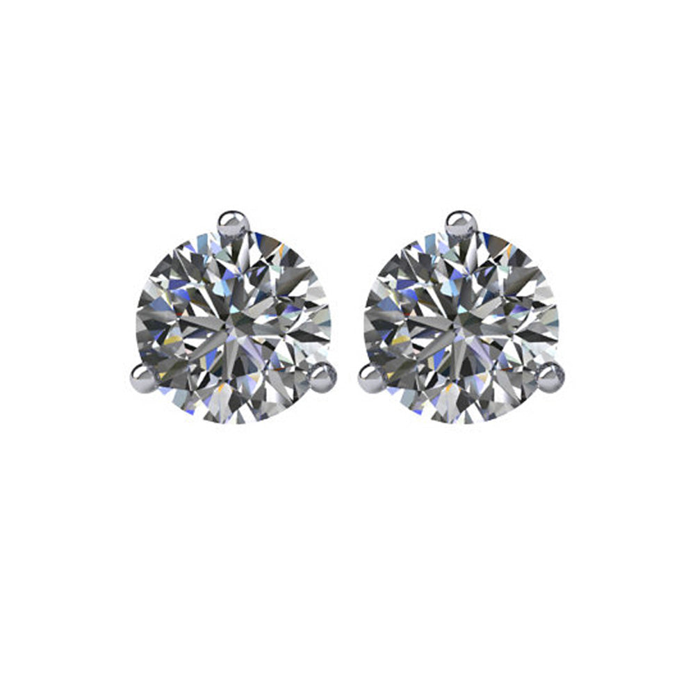 Round 1.0 Cttw Diamond Screw Back Stud Earrings in 14k White Gold, Item E11782 by The Black Bow Jewelry Co.