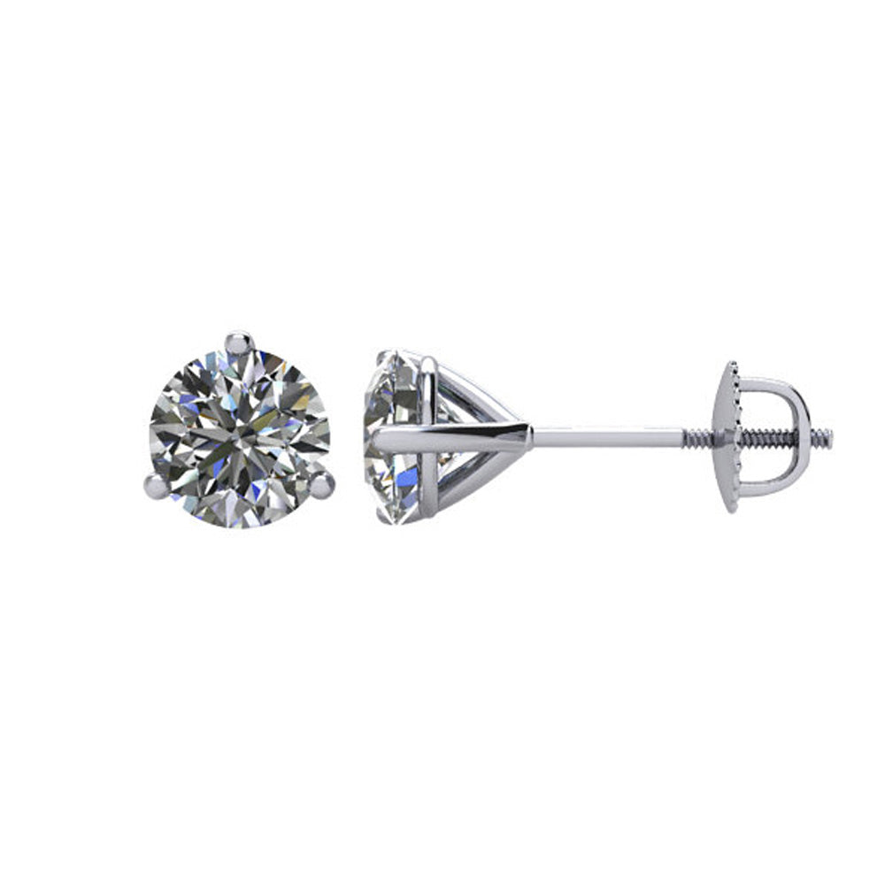 Alternate view of the Round 1.0 Cttw Diamond Screw Back Stud Earrings in 14k White Gold by The Black Bow Jewelry Co.