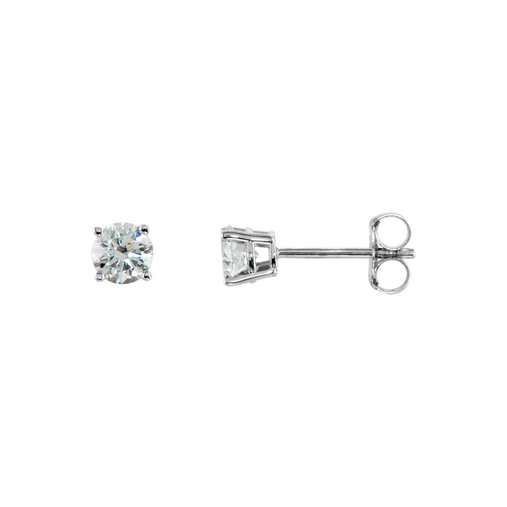 Round 1/2 Cttw Basket Style Diamond Stud Earrings in 14k White Gold, Item E11791 by The Black Bow Jewelry Co.