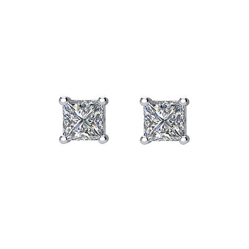 Princess Cut Diamond (G-H, SI2-SI3) Stud Earrings in 14k White Gold