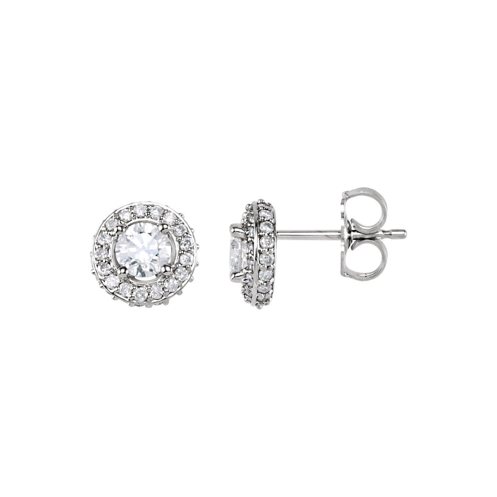 7/8 Cttw Diamond Entourage 7.5mm Post Earrings in 14k White Gold, Item E11808 by The Black Bow Jewelry Co.