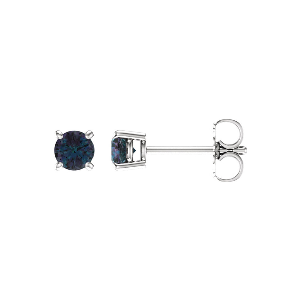 4mm Stud Earrings in 14k White Gold with Lab Created Alexandrite, Item E11811 by The Black Bow Jewelry Co.