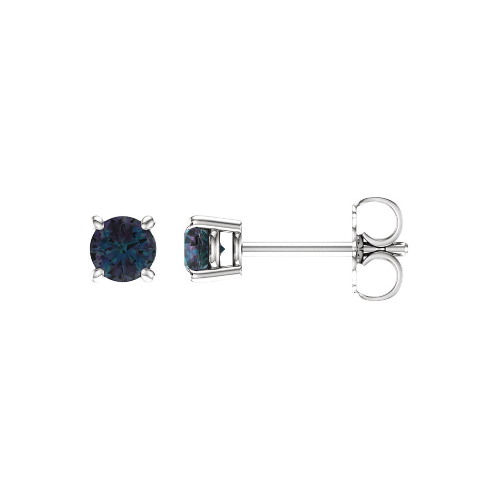 4mm Stud Earrings in 14k White Gold with Lab Created Alexandrite, Item E11811 by The Black Bow Jewelry Co.