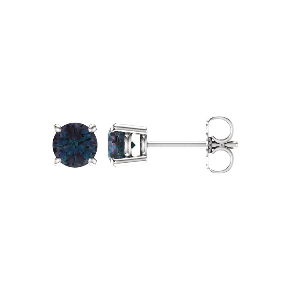 5mm Stud Earrings in 14k White Gold with Lab Created Alexandrite, Item E11812 by The Black Bow Jewelry Co.