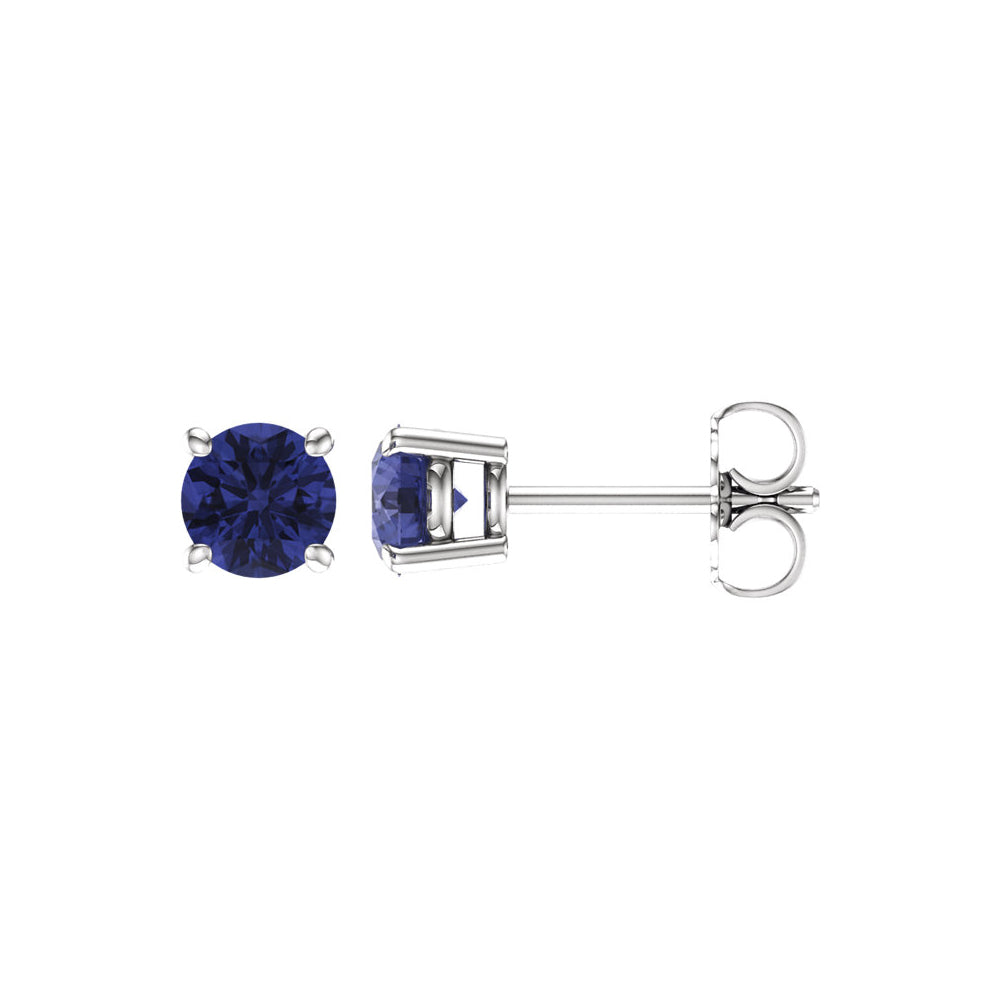 5mm Round Tanzanite Stud Earrings in 14k White Gold, Item E11843 by The Black Bow Jewelry Co.
