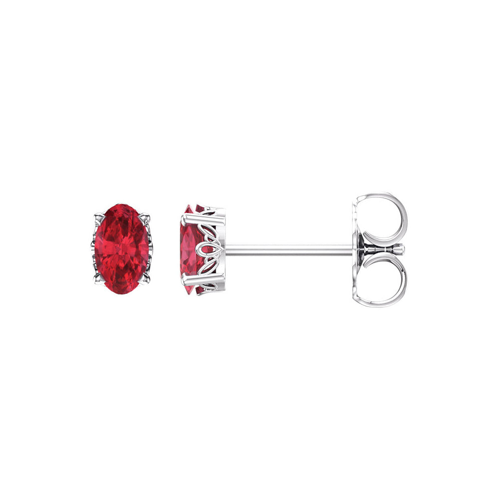 Oval Lab Created Ruby &amp; 14k White Gold Stud Earrings, 3 x 5mm, Item E11856 by The Black Bow Jewelry Co.