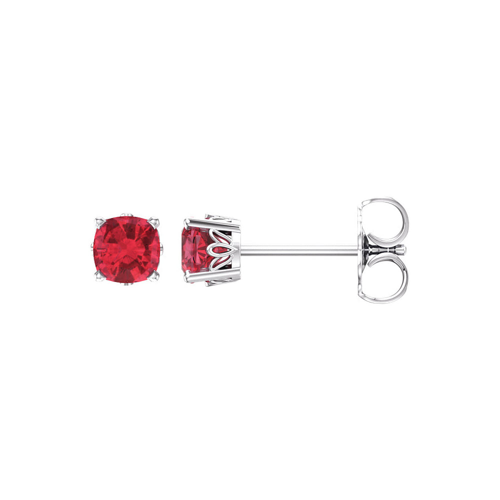 4mm Cushion Lab Created Ruby 14k White Gold Stud Earrings, Item E11863 by The Black Bow Jewelry Co.