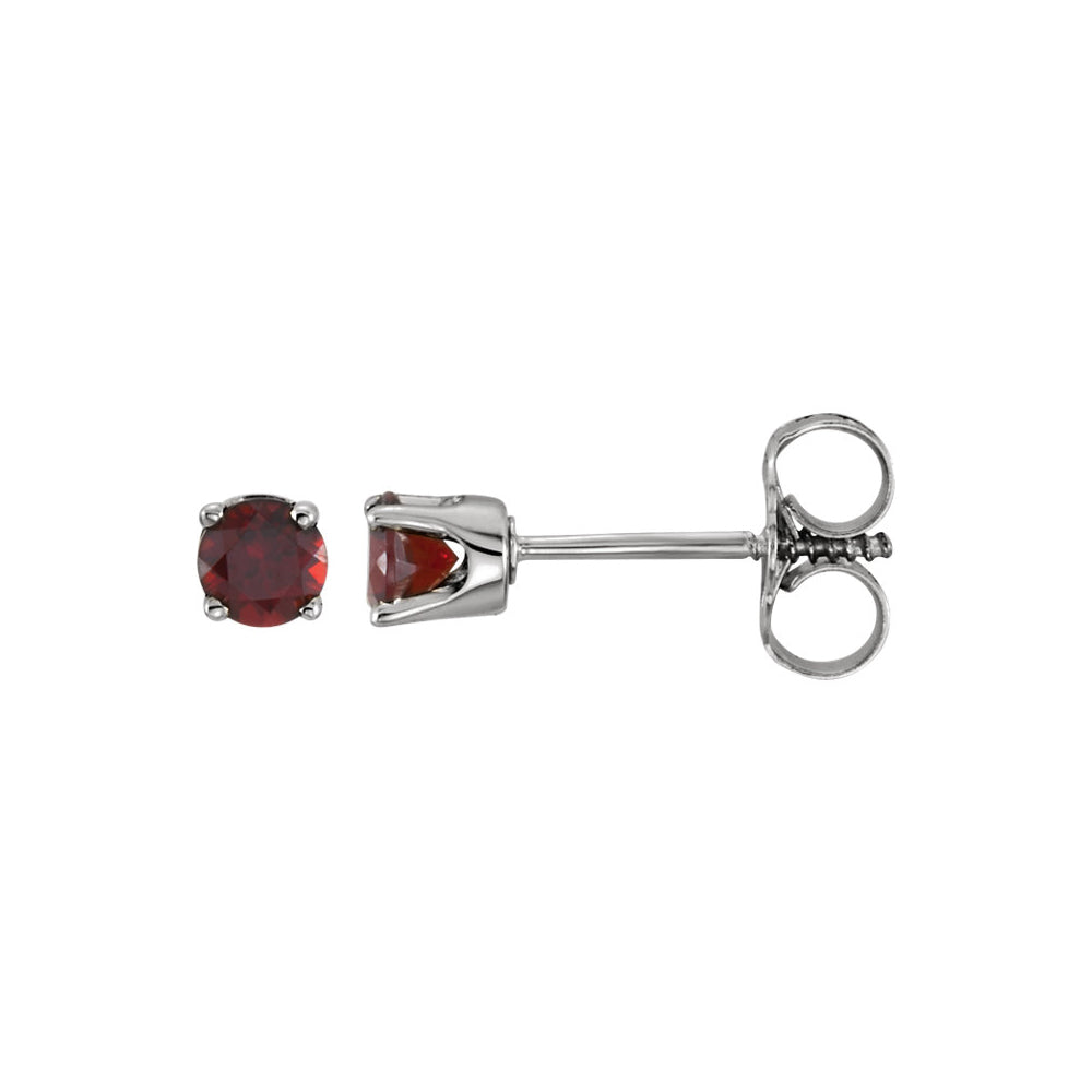 Kids 14k White Gold 3mm Mozambique Garnet Youth Threaded Post Earrings, Item E11973 by The Black Bow Jewelry Co.