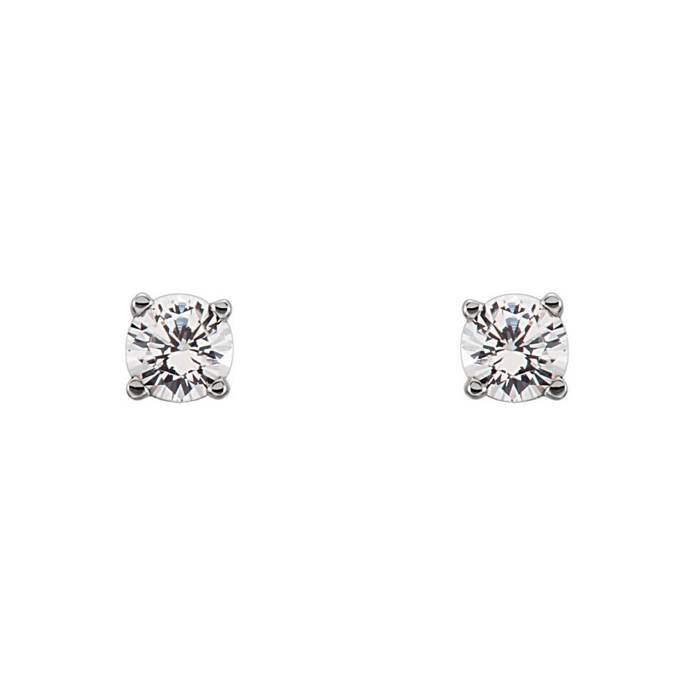 Kids 3mm White Sapphire Youth Threaded Post Earrings in 14k White Gold, Item E11976 by The Black Bow Jewelry Co.