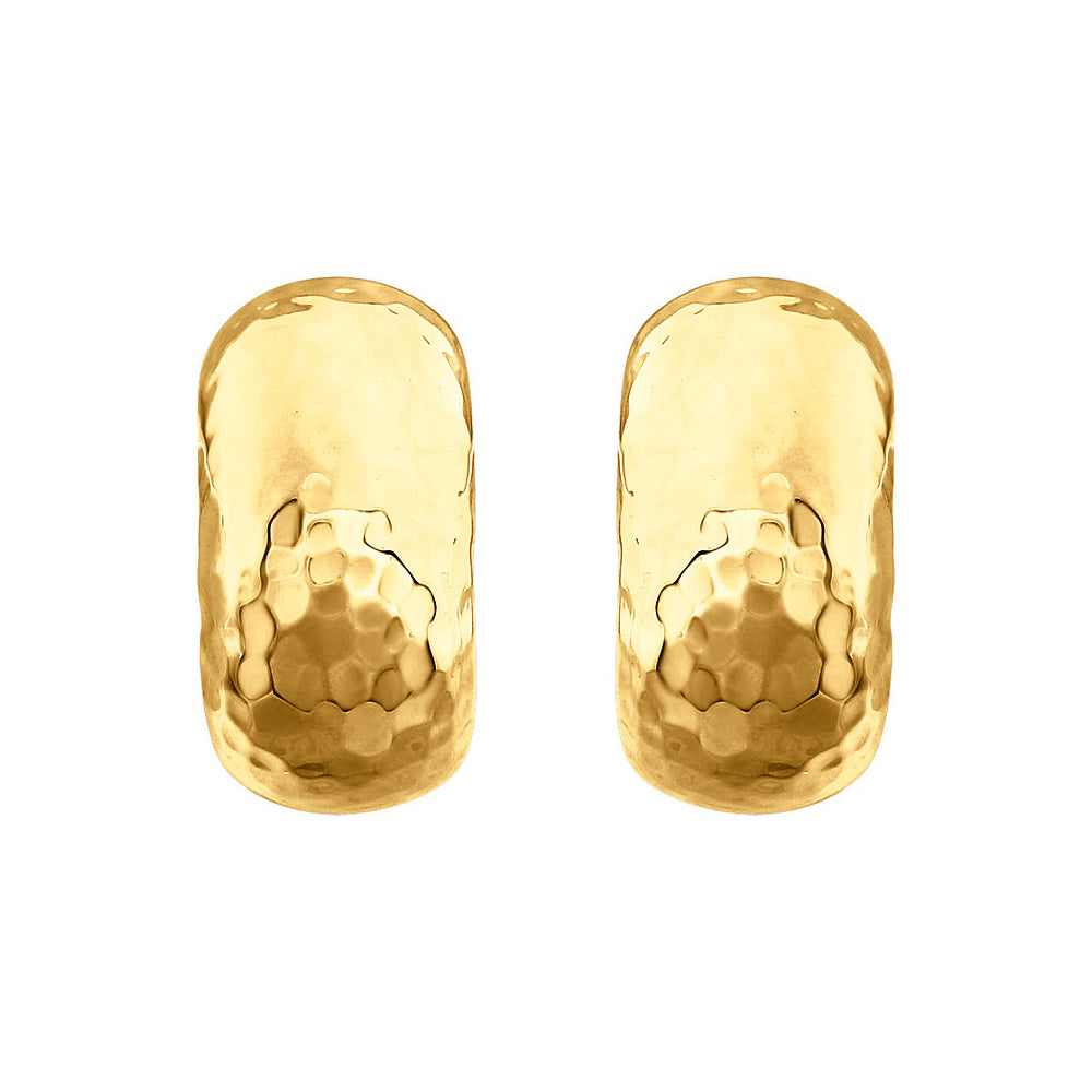 Alternate view of the Hammered J-Hoop Earrings in 14k Yellow Gold, 8 x 15mm by The Black Bow Jewelry Co.