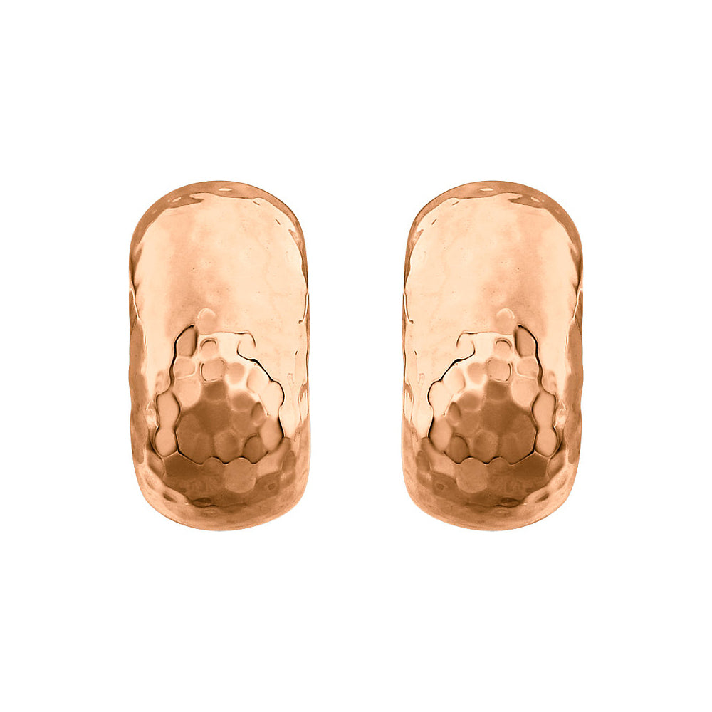 Alternate view of the Hammered J-Hoop Earrings in 14k Rose Gold, 8 x 15mm by The Black Bow Jewelry Co.