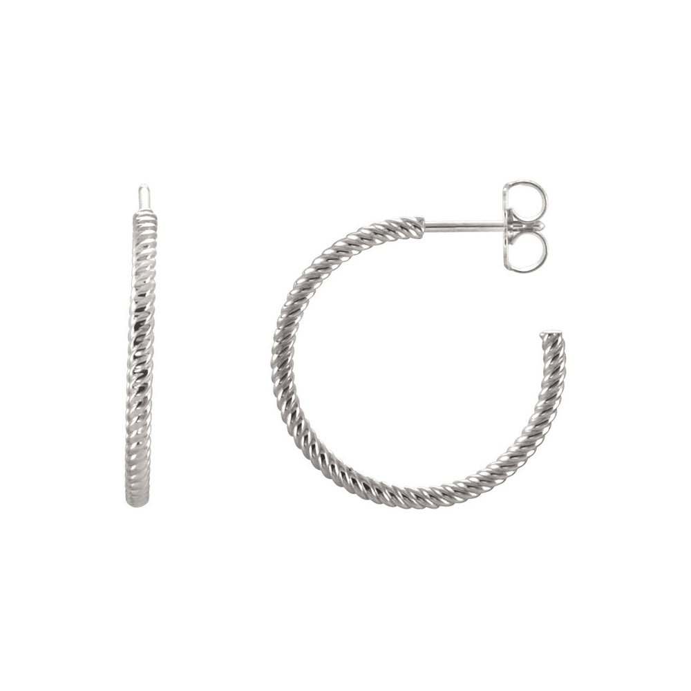 Rope Round Hoop Earrings in Continuum Sterling Silver, 21mm, Item E12003 by The Black Bow Jewelry Co.
