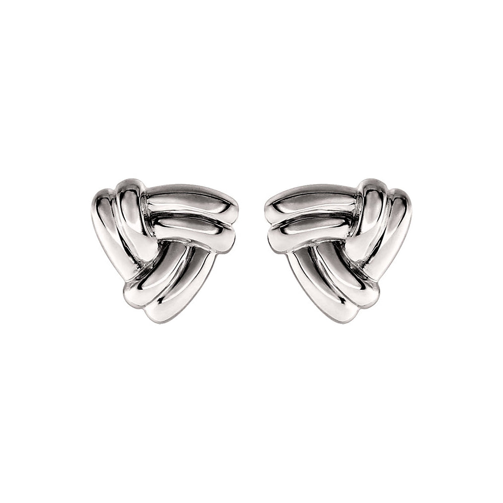 8mm Trinity Knot Stud Earrings in 14k White Gold, Item E12024 by The Black Bow Jewelry Co.