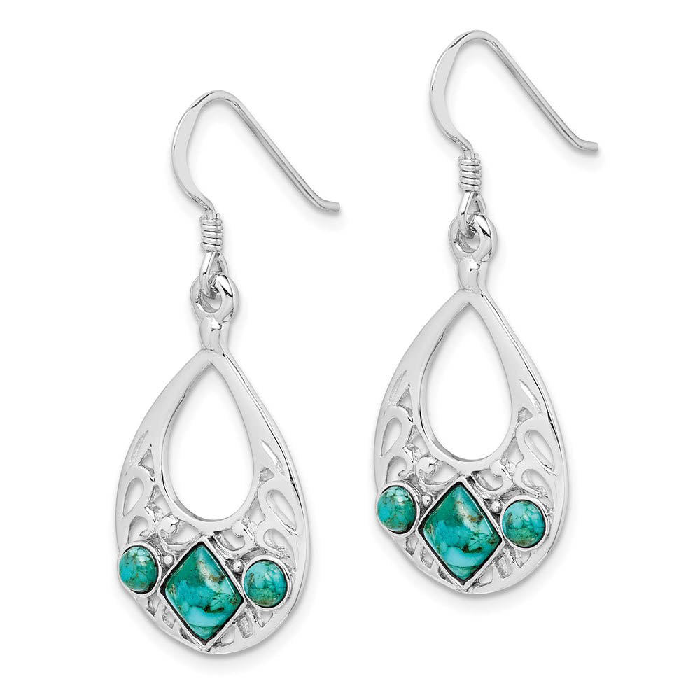 Alternate view of the Teardrop Turquoise Dangle Earrings in Sterling Silver by The Black Bow Jewelry Co.