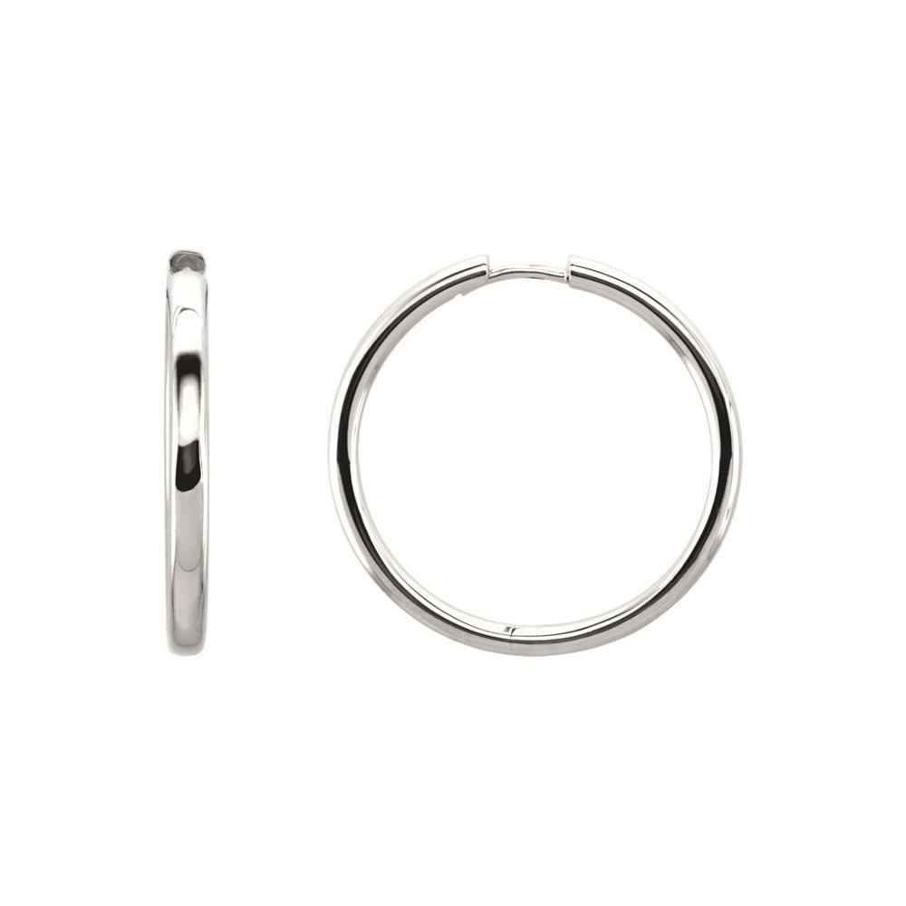 2.6mm Hinged Endless Round Hoop Earrings in Sterling Silver, 29mm, Item E12042 by The Black Bow Jewelry Co.