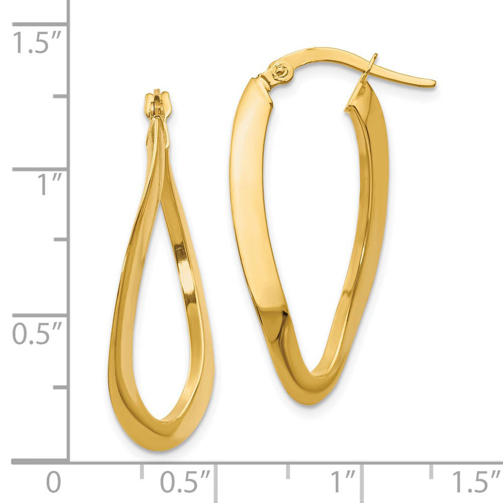 Alternate view of the Twisted Oval Hoop Earrings in 14k Yellow Gold, 33mm (1 5/16 Inch) by The Black Bow Jewelry Co.