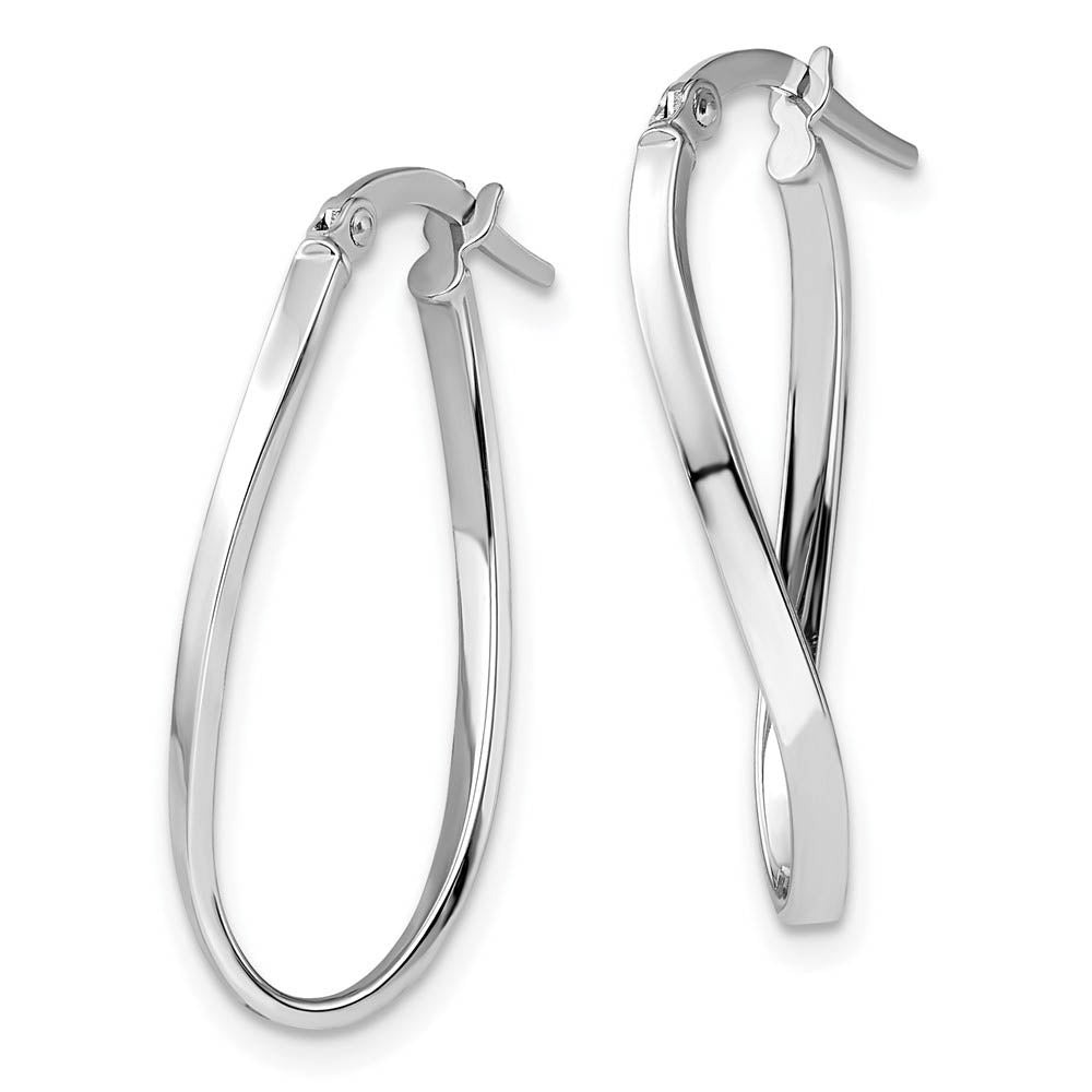Alternate view of the 1.8mm Twisted Oval Hoop Earrings in 14k White Gold, 26mm (1 Inch) by The Black Bow Jewelry Co.