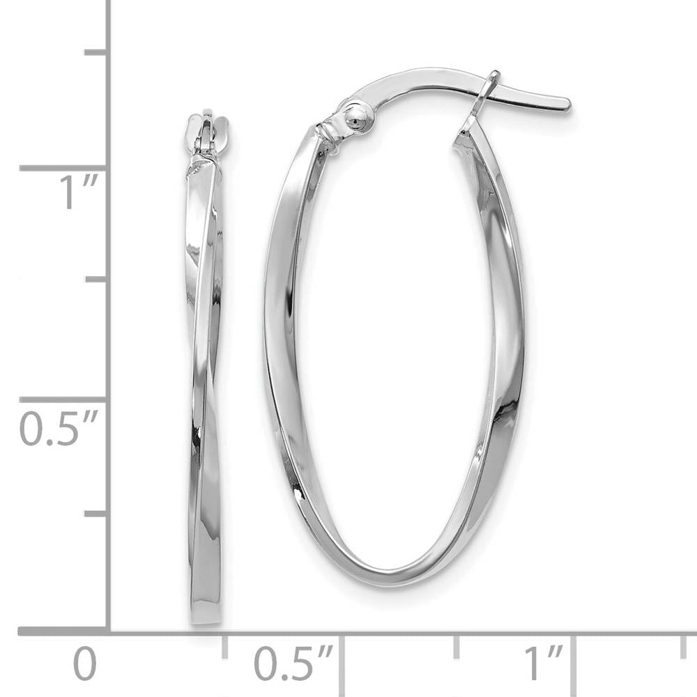 Alternate view of the 2mm Twisted Oval Hoop Earrings in 14k White Gold, 30mm (1 3/16 Inch) by The Black Bow Jewelry Co.