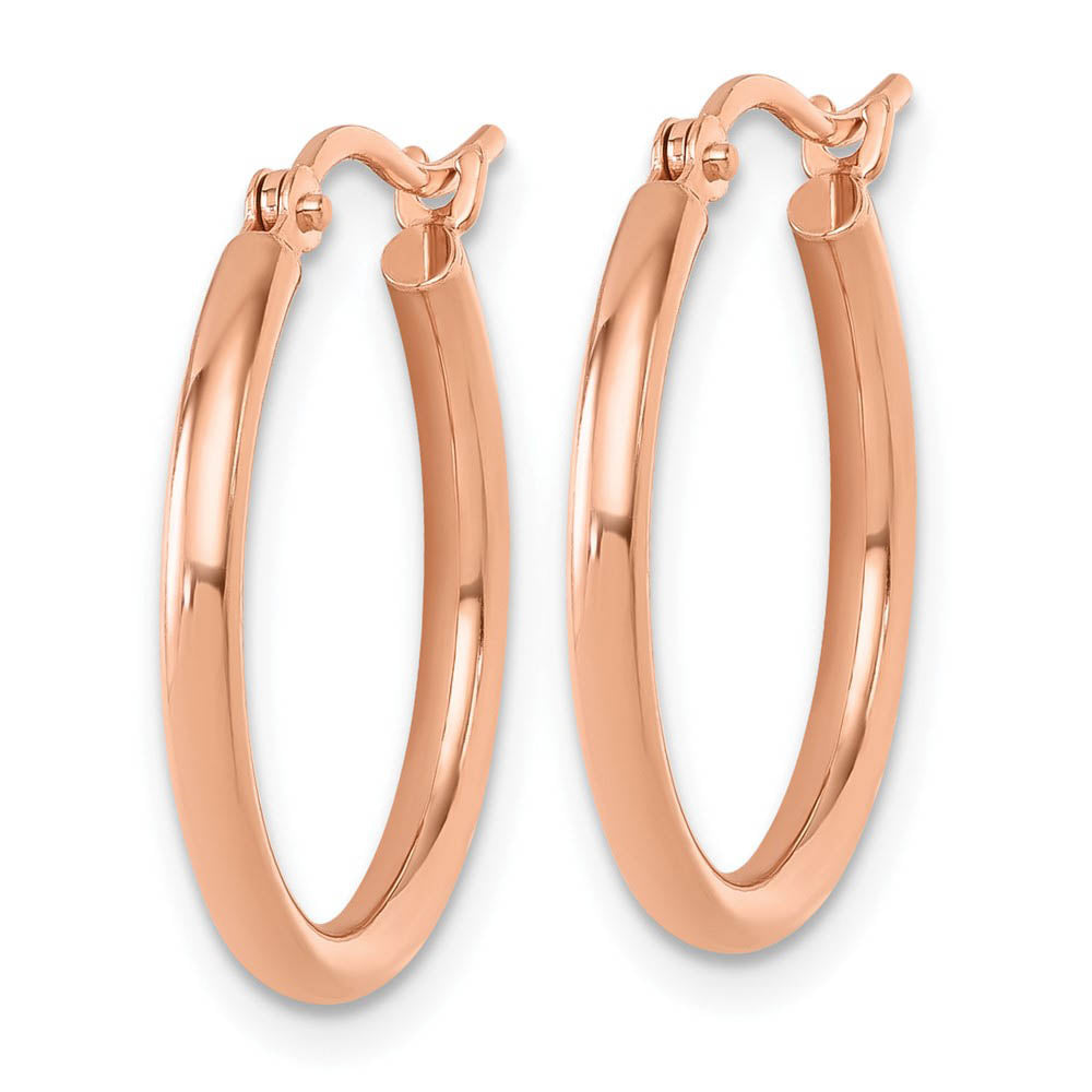 Alternate view of the 2mm Round Hoop Earrings in 14k Rose Gold, 20mm (3/4 Inch) by The Black Bow Jewelry Co.