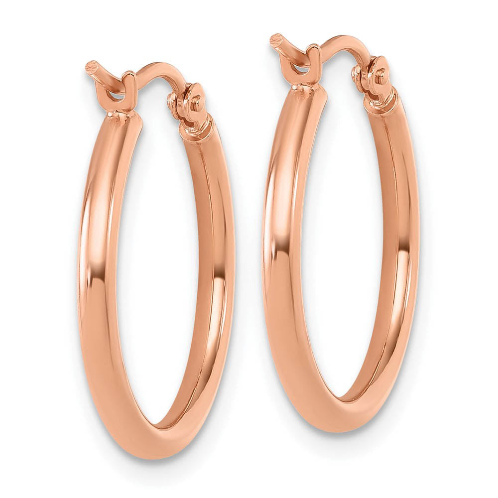 Alternate view of the 2mm Round Hoop Earrings in 14k Rose Gold, 20mm (3/4 Inch) by The Black Bow Jewelry Co.