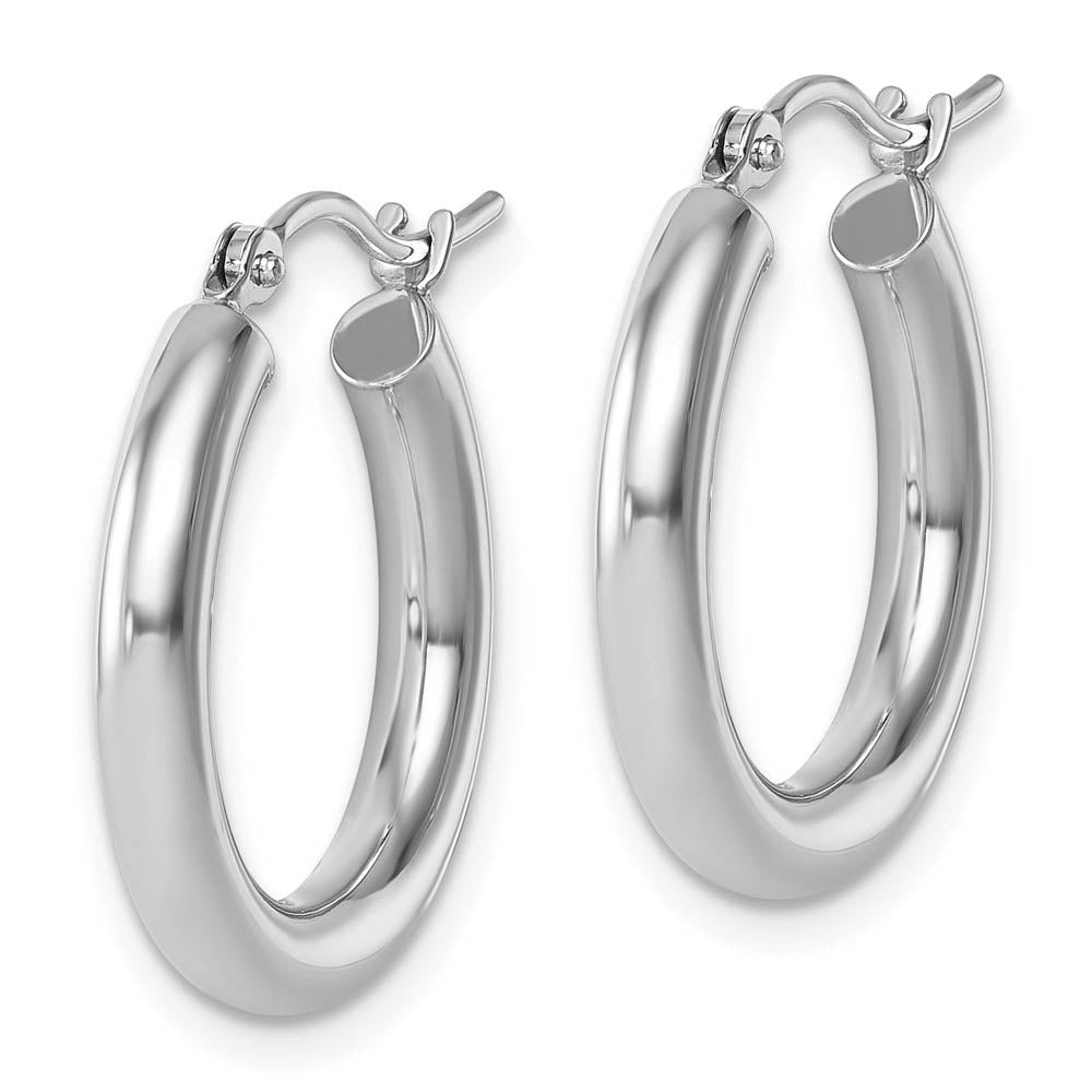 Alternate view of the 3mm Round Hoop Earrings in 14k White Gold, 20mm (3/4 Inch) by The Black Bow Jewelry Co.