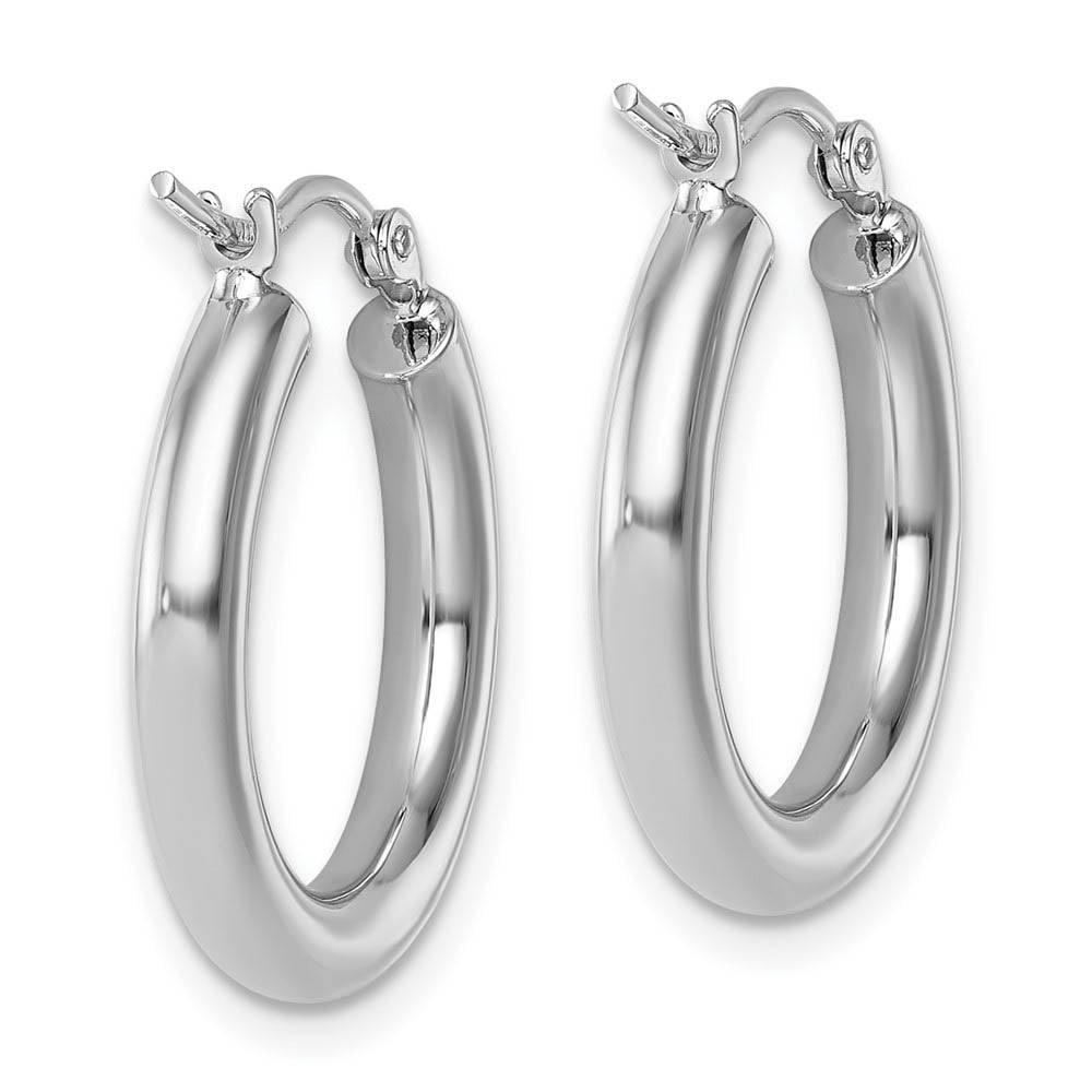 Alternate view of the 3mm Round Hoop Earrings in 14k White Gold, 20mm (3/4 Inch) by The Black Bow Jewelry Co.