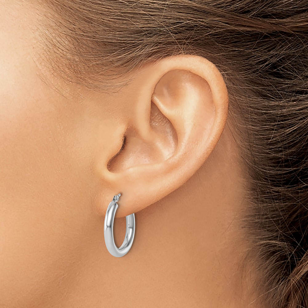 Alternate view of the 3mm Round Hoop Earrings in 14k White Gold, 20mm (3/4 Inch) by The Black Bow Jewelry Co.