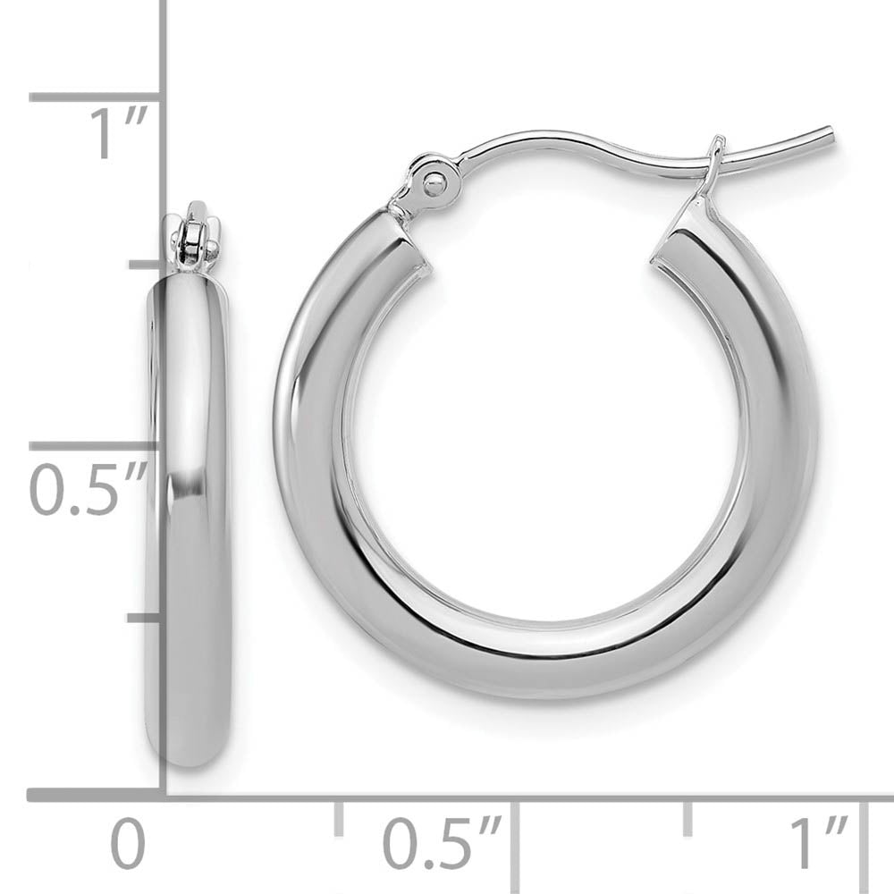 Alternate view of the 3mm Round Hoop Earrings in 14k White Gold, 20mm (3/4 Inch) by The Black Bow Jewelry Co.