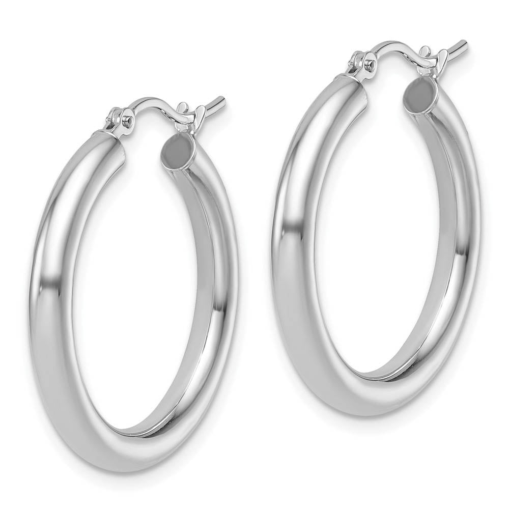 Alternate view of the 3mm Round Hoop Earrings in 14k White Gold, 26mm (1 Inch) by The Black Bow Jewelry Co.