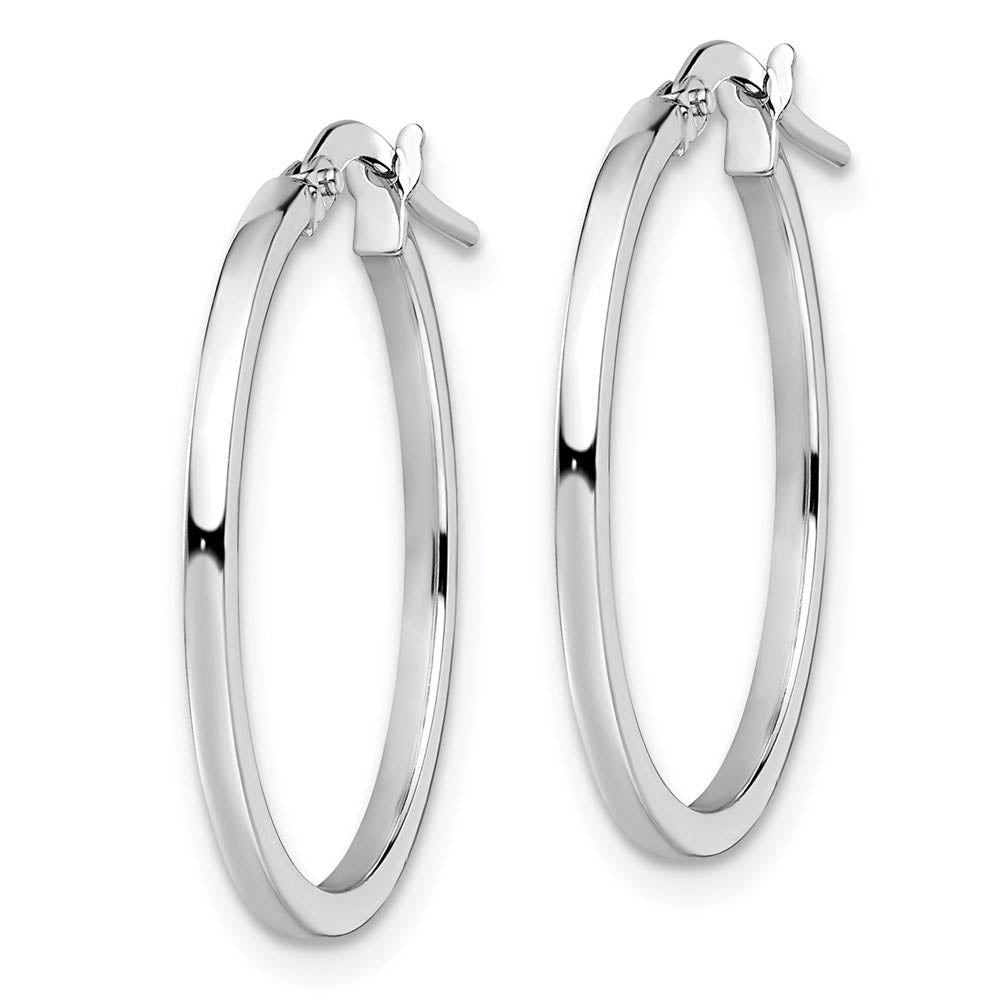 Alternate view of the 14k White Gold Square Tube Round Hoop Earrings, 1.5 x 22mm (7/8 Inch) by The Black Bow Jewelry Co.