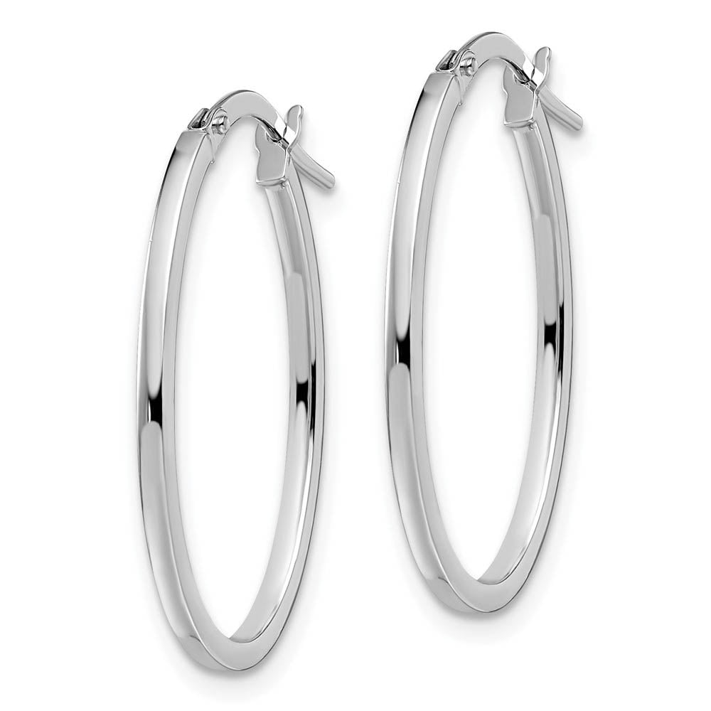 Alternate view of the 1.5mm Square Tube Oval Hoop Earrings in 14k White Gold, 26mm (1 Inch) by The Black Bow Jewelry Co.