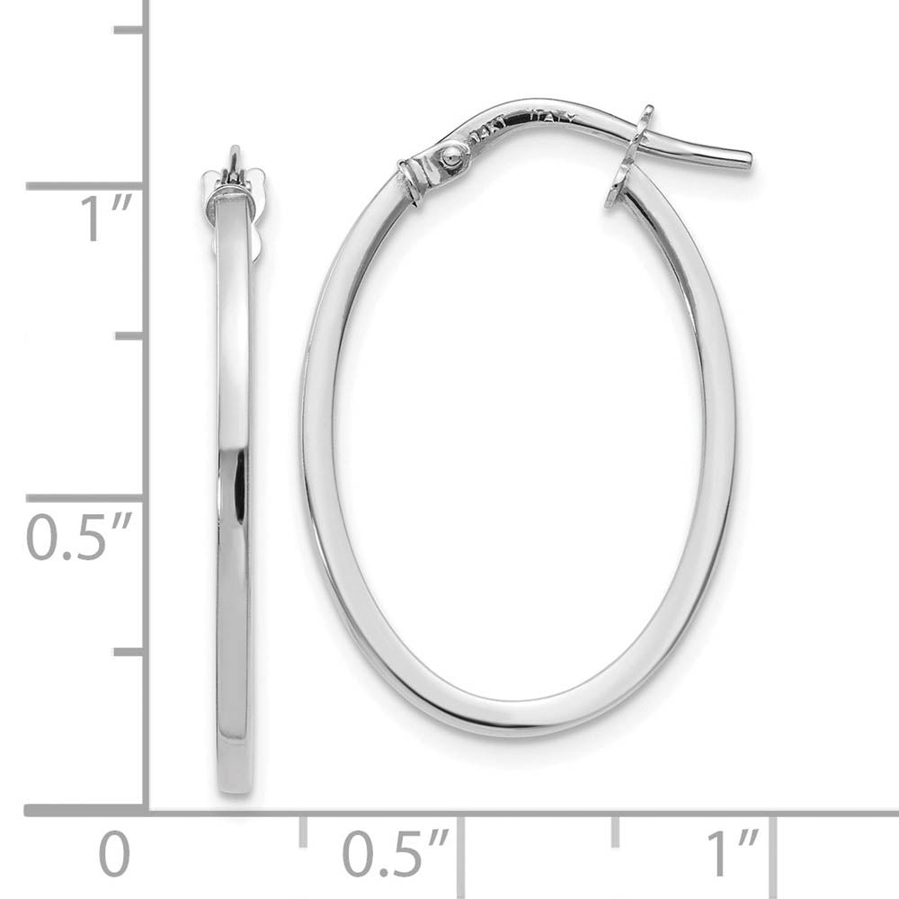 Alternate view of the 1.5mm Square Tube Oval Hoop Earrings in 14k White Gold, 26mm (1 Inch) by The Black Bow Jewelry Co.
