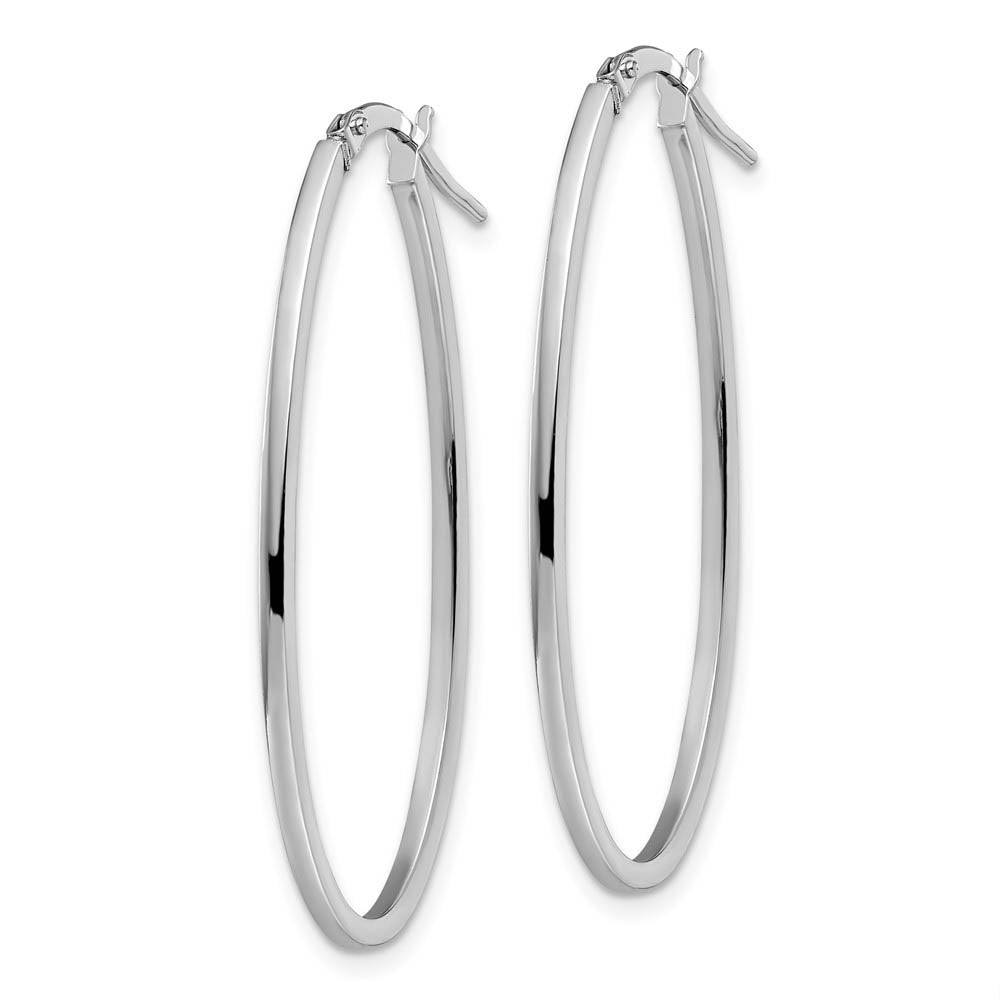 Alternate view of the 1.5mm Square Tube Oval Hoop Earrings in 14k White Gold, 40mm by The Black Bow Jewelry Co.