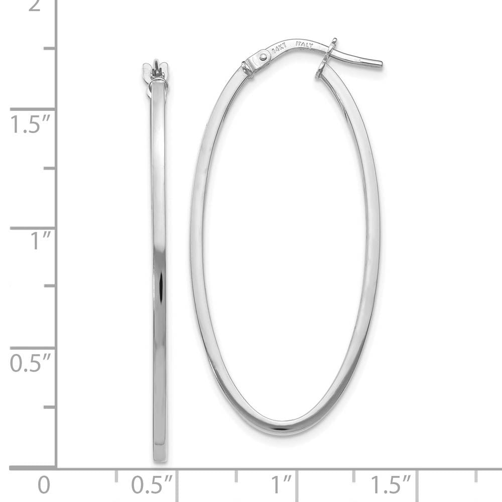 Alternate view of the 1.5mm Square Tube Oval Hoop Earrings in 14k White Gold, 40mm by The Black Bow Jewelry Co.