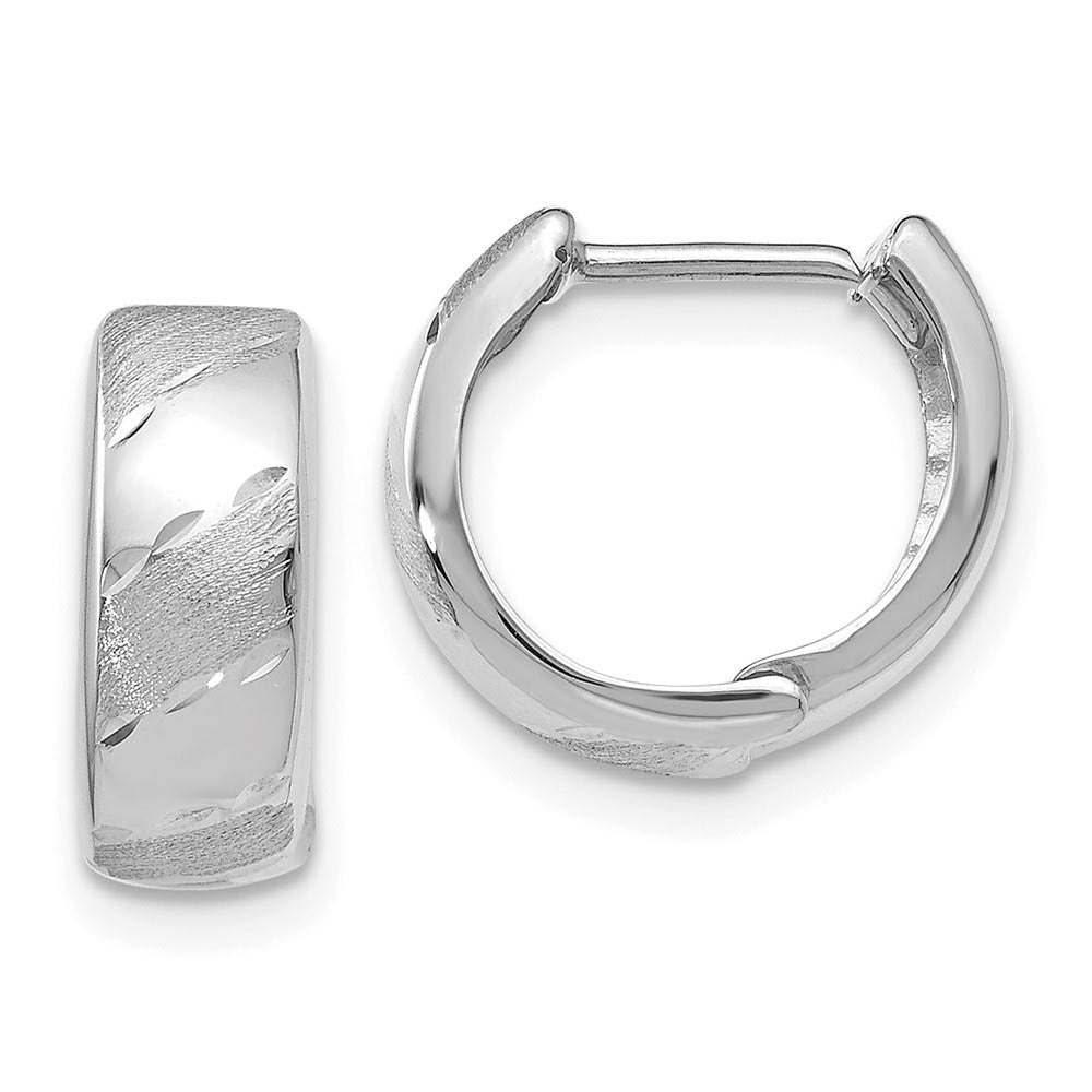 5mm Polished & Satin Hinged Hoops in 14k White Gold, 13mm (1/2 Inch), Item E12153 by The Black Bow Jewelry Co.