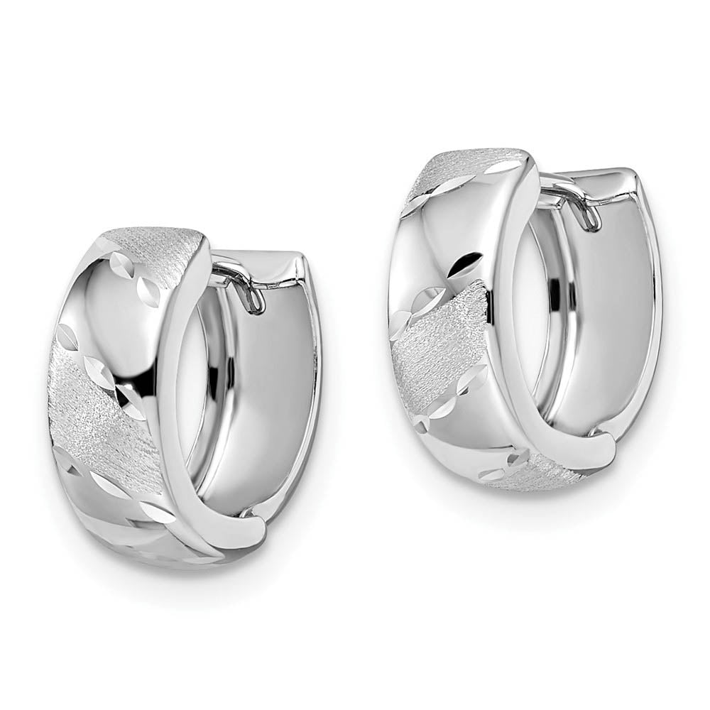 Alternate view of the 5mm Polished & Satin Hinged Hoops in 14k White Gold, 13mm (1/2 Inch) by The Black Bow Jewelry Co.