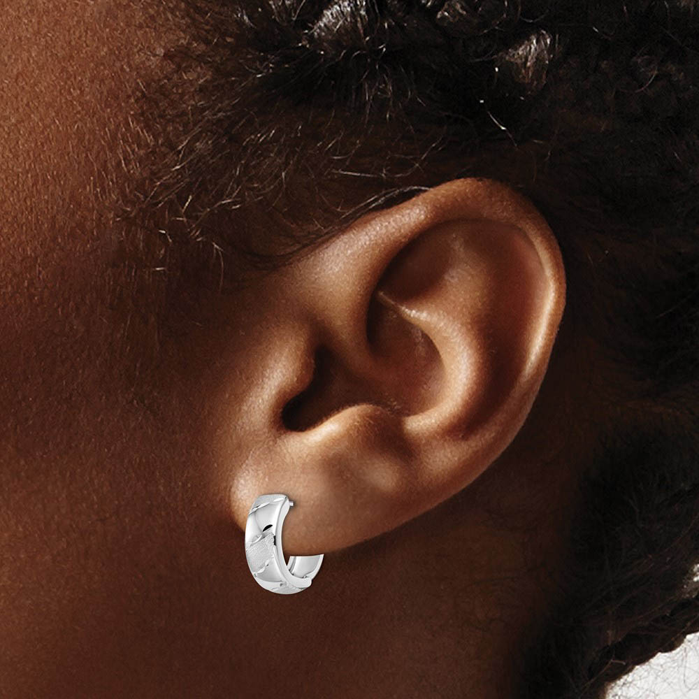 Alternate view of the 5mm Polished & Satin Hinged Hoops in 14k White Gold, 13mm (1/2 Inch) by The Black Bow Jewelry Co.