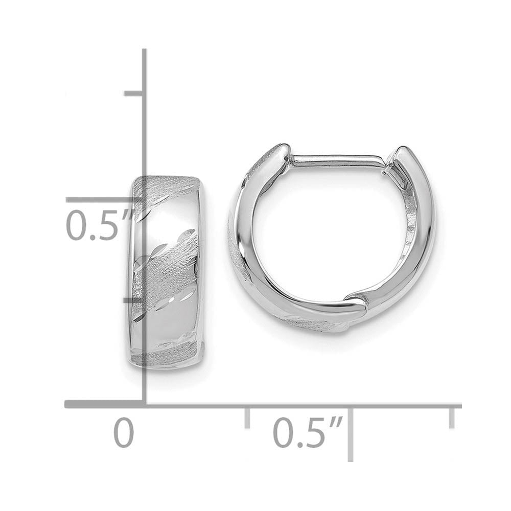 Alternate view of the 5mm Polished & Satin Hinged Hoops in 14k White Gold, 13mm (1/2 Inch) by The Black Bow Jewelry Co.