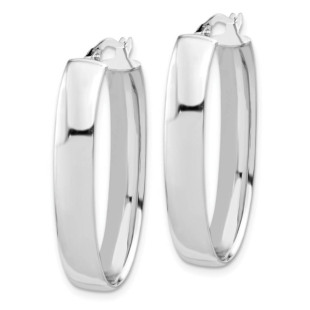 Alternate view of the 6mm Polished 14k White Gold Oval Hoop Earrings, 32mm (1 1/4 Inch) by The Black Bow Jewelry Co.
