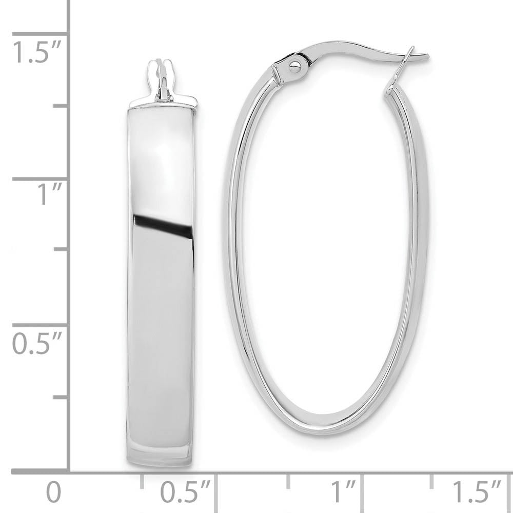 Alternate view of the 6mm Polished 14k White Gold Oval Hoop Earrings, 32mm (1 1/4 Inch) by The Black Bow Jewelry Co.