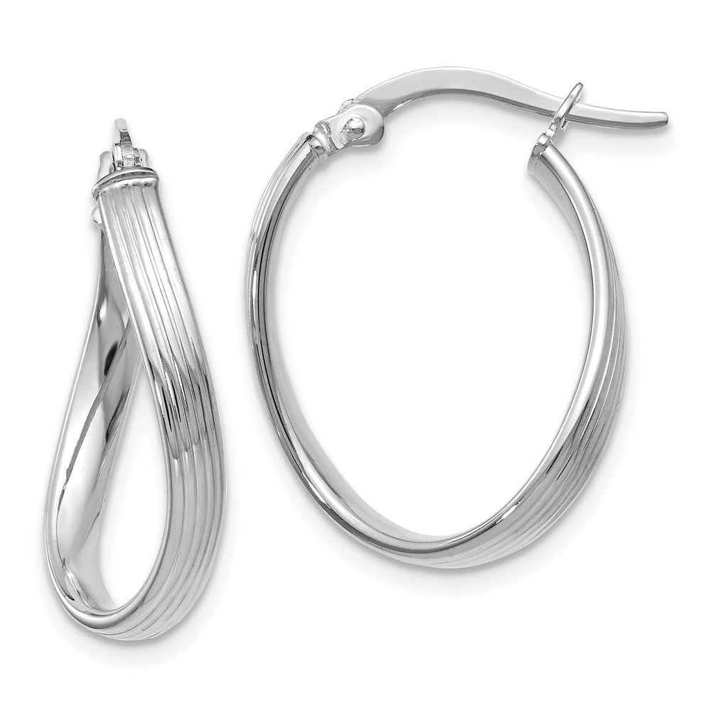 3mm Textured Bent Hoop Earrings in 14k White Gold, 20mm (3/4 Inch), Item E12176 by The Black Bow Jewelry Co.