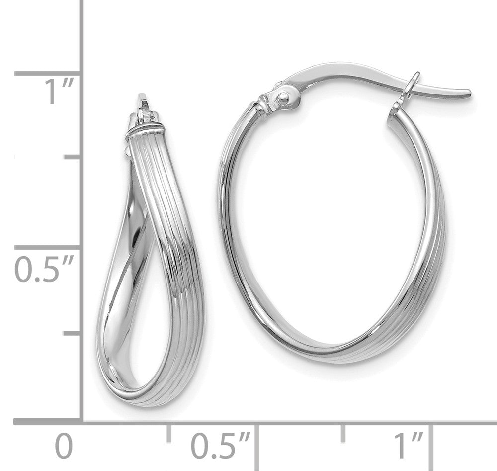 Alternate view of the 3mm Textured Bent Hoop Earrings in 14k White Gold, 20mm (3/4 Inch) by The Black Bow Jewelry Co.