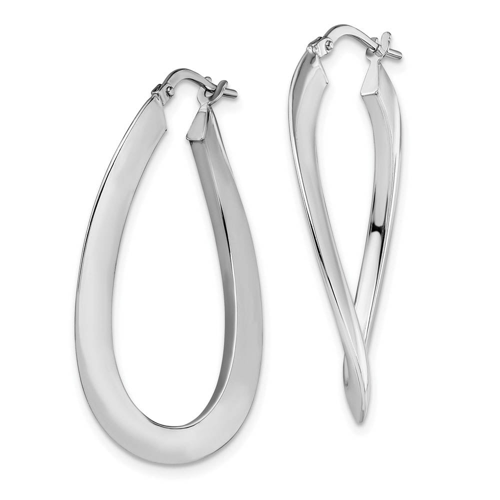 Alternate view of the 2mm Bent Oval Hoop Earrings in 14k White Gold, 38mm (1 1/2 Inch) by The Black Bow Jewelry Co.